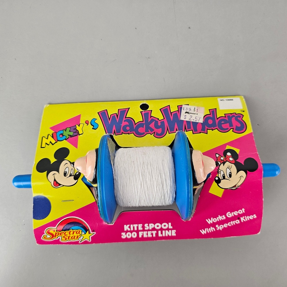 Vintage 1988 Mickey Mouse Wacky Winders Kite Spool Spectra Star 300 Ft Line